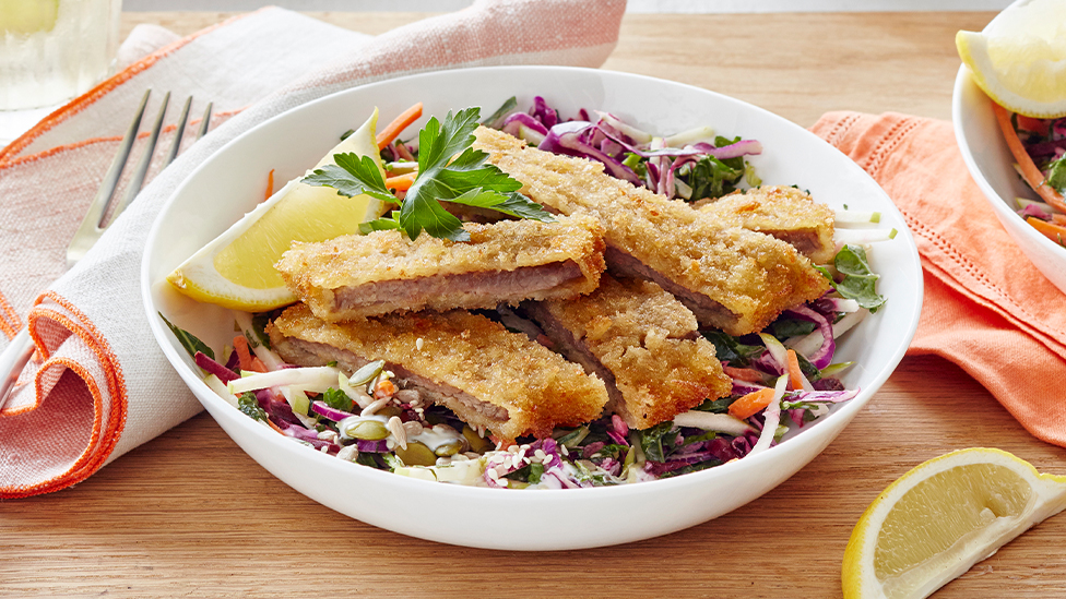 Schnitzels with apple and kale slaw