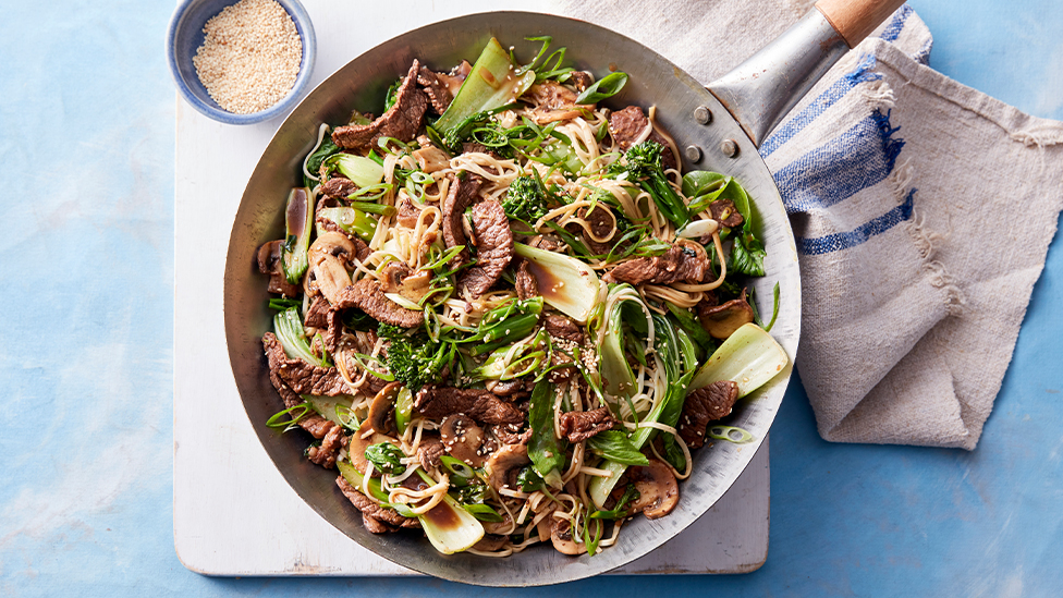 Sesame beef and noodle stir-fry