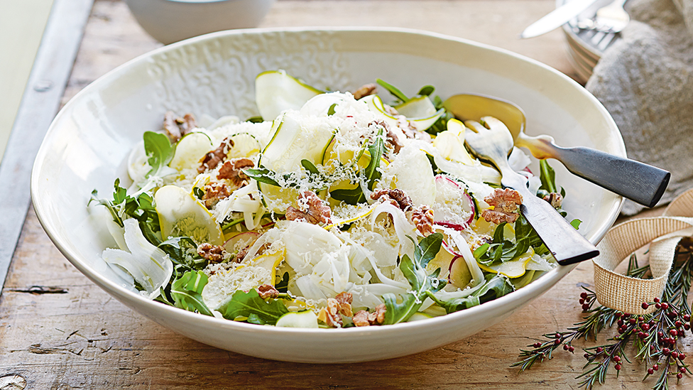 Shaved vegetable salad with creamy tarragon dressing