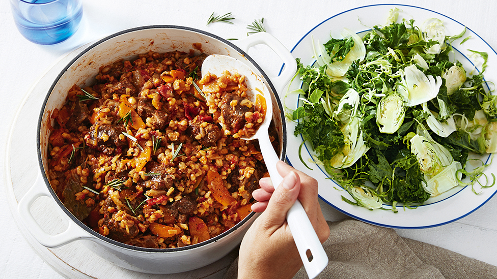 Slow-cooked beef and barley stew