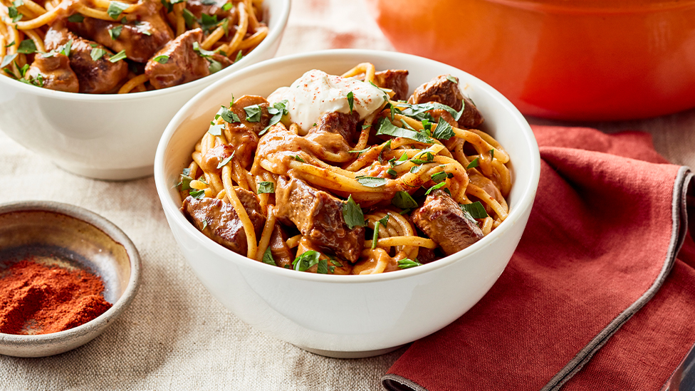 Slow-cooked beef stroganoff