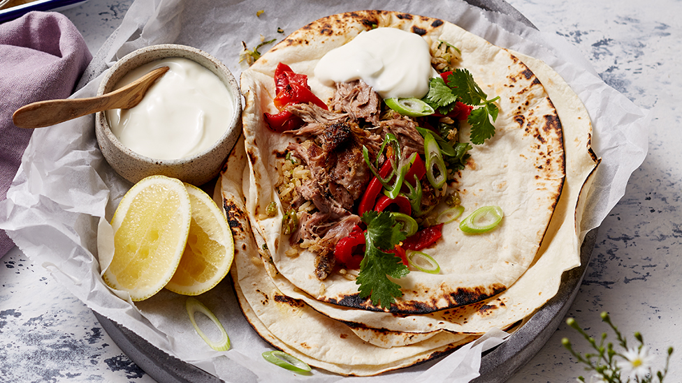 Slow-roasted Cajun lamb burritos