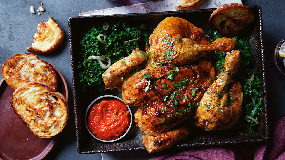 Curtis Stone's Spatchcock chicken with romesco sauce