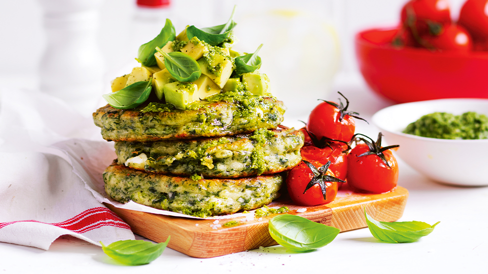 Spinach and fetta fritters
