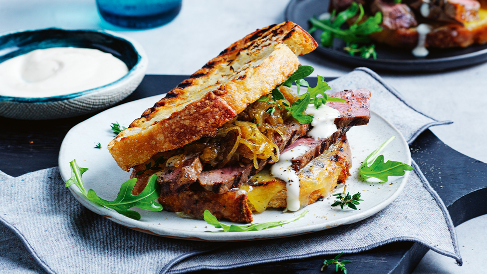 Curtis Stone's Steak sandwiches with caramelised onions