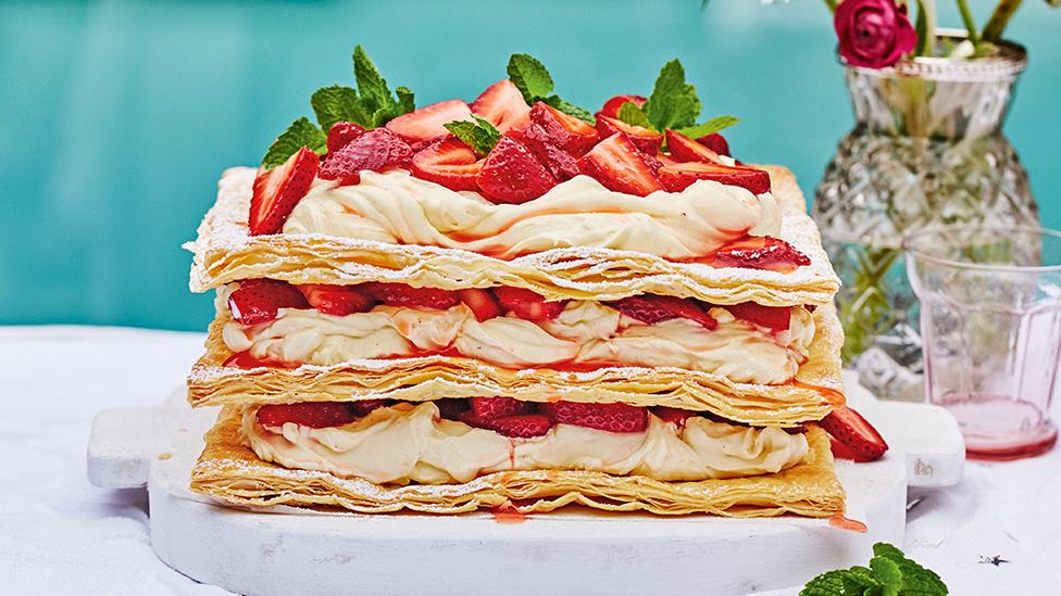 Strawberry cheesecake stack