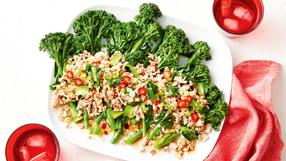 Thai-style chicken mince with broccolini