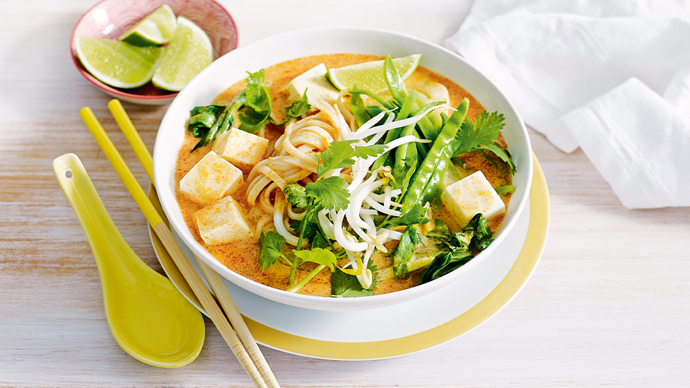 Tofu and baby pak choy laksa