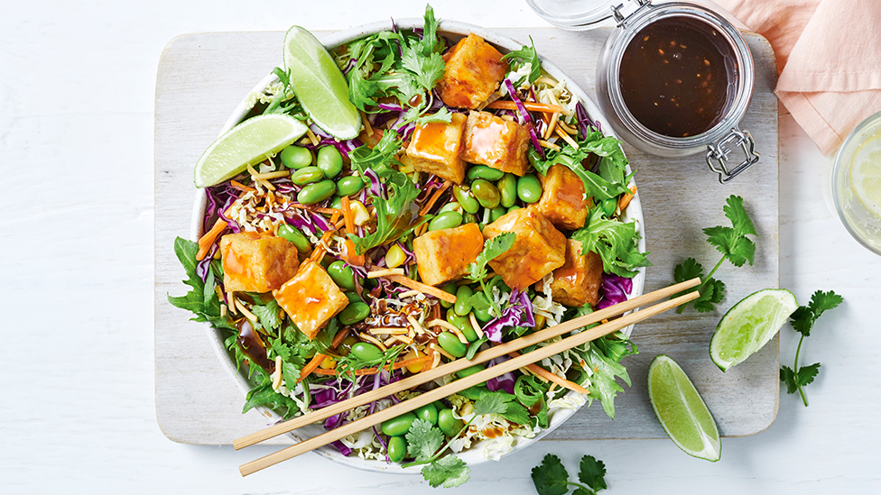 Tofu and edamame salad