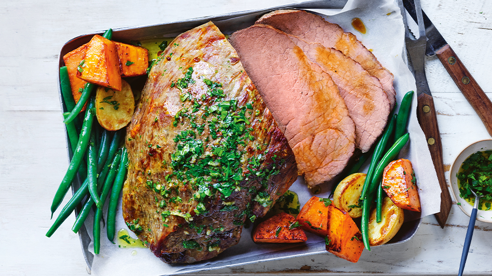 Traditional roast beef with veg