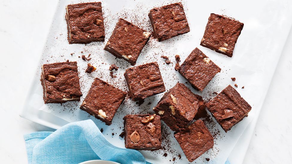 Triple chocolate walnut brownie