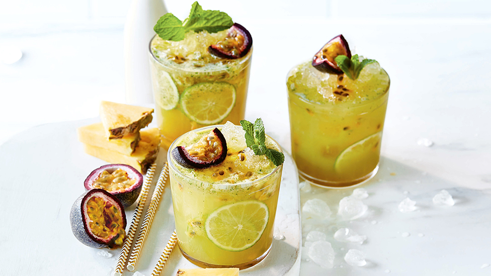 Tropical passionfruit rum spritz