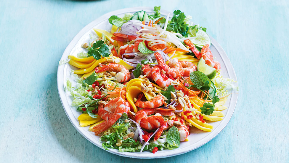 Vietnamese-style mango and prawn no-cook salad