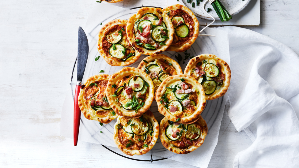 Zucchini and bacon mini quiches