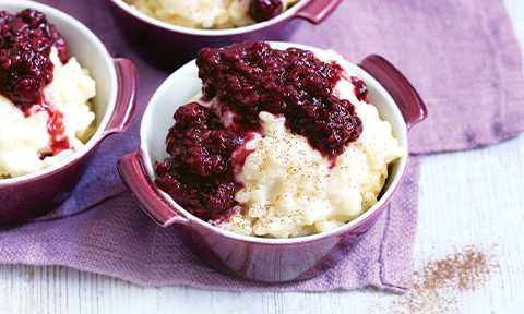 Baked Rice Pudding with Jammy Raspberry Sauce Recipe | Coles