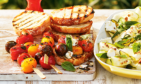 Barbecued cherry tomato bruschetta
