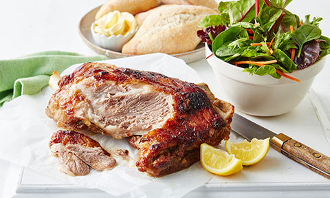 Barbecued maple lamb shoulder