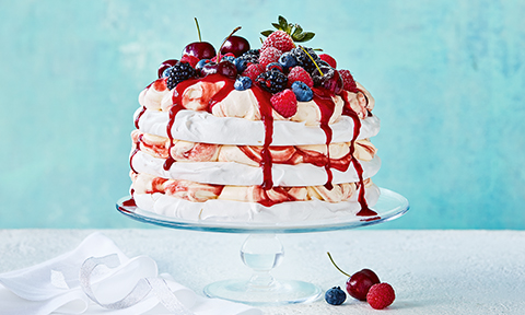 berry-cherry pavlova