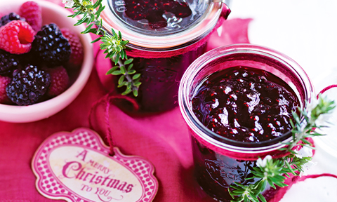 Blackberry, raspberry and vanilla bean jam