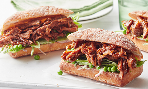 Brisket roll with pea slaw