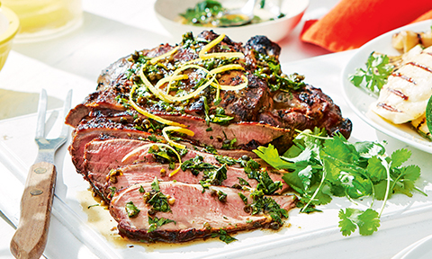 Butterflied lamb with mint and garlic