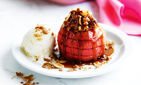 Butterscotch crumble baked apples