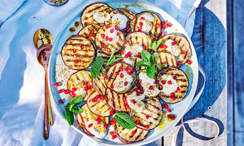 Chargrilled eggplant with yoghurt sauce