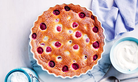 Cherry and raspberry clafoutis