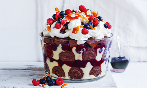 Chocolate and cherry black forest trifle