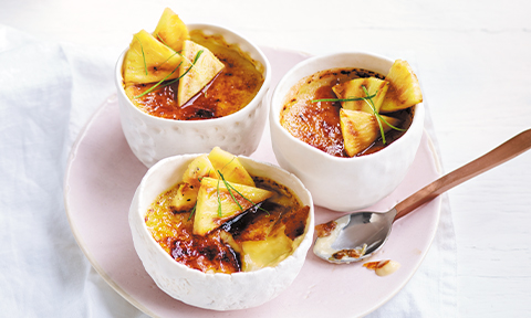 Coconut and kaffir lime crème brulées