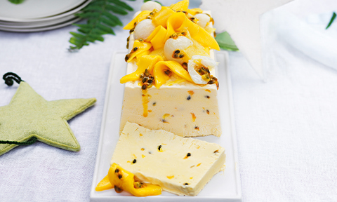 Coconut and passionfruit semifreddo