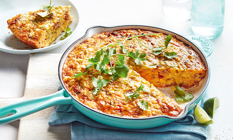 Corn and chorizo zucchini slice