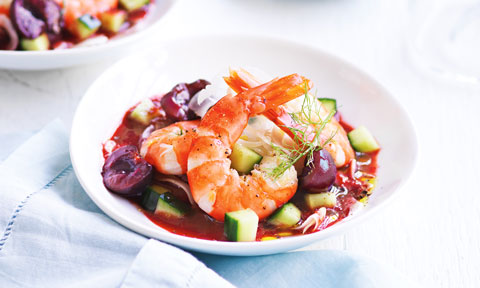 Curtis Stone's Prawn-fennel salad with cherry vinaigrette