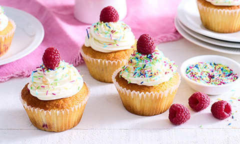 Funfetti raspberry and coconut muffins