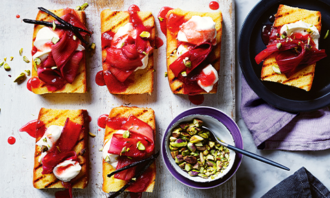 Grilled Madeira Cake with Rhubarb
