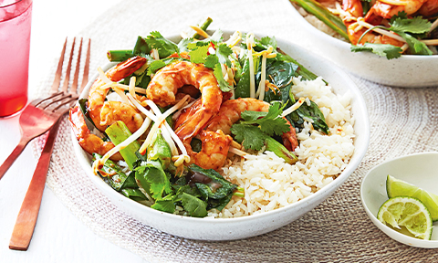 Hoisin and garlic prawn stir-fry