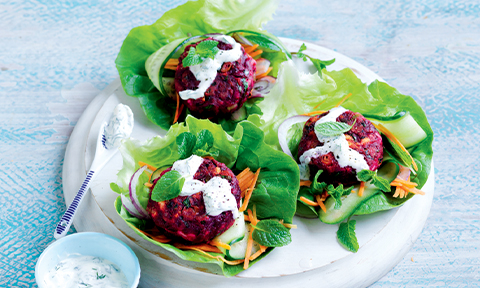 Inside-out beetroot and fetta burgers