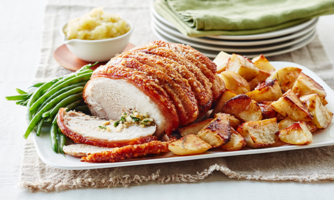Italian roast pork with apple & fennel sauce