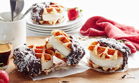 Lamington waffle ice-cream sandwiches