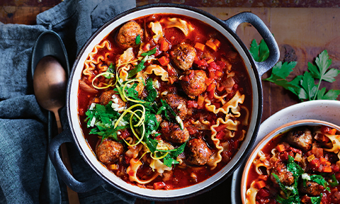 Lasagne meatball soup