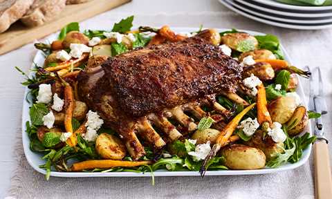 Lebanese-style lamb with honey carrots and baby potatoes