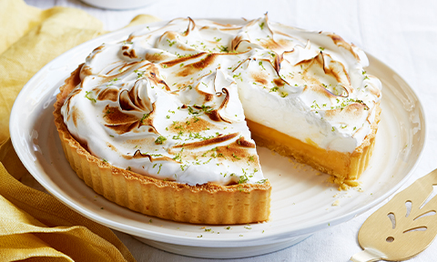 Lemon and lime meringue tart
