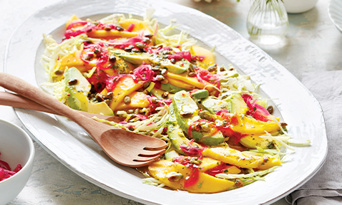 Mango-avocado salad with coriander dressing
