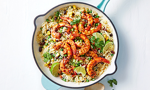 Mexican-style prawns and rice