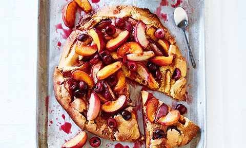 Mixed peach crostata