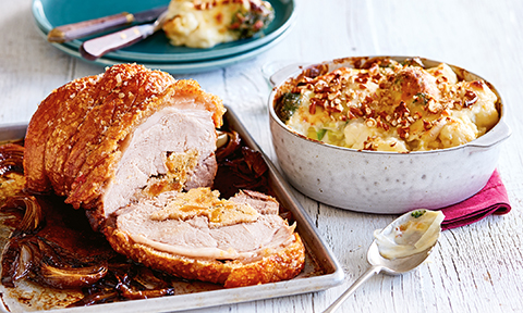 Moroccan couscous stuffed roast pork