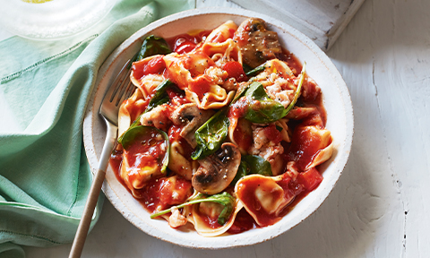 Mushroom and spinach tortellini