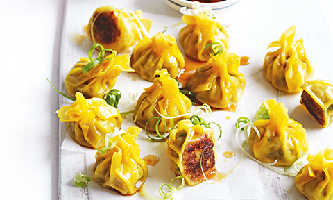 Pan-fried pork and water chestnut dumplings