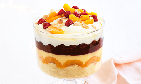 Peach and cherry trifle