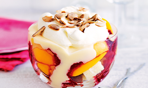 Peach melba trifles